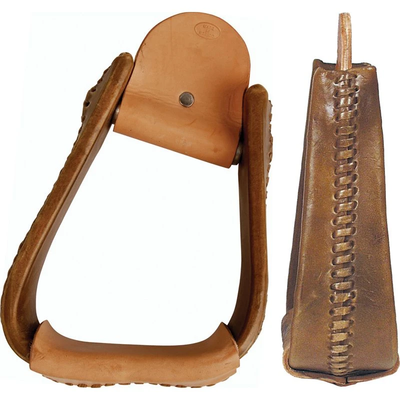 NRS Rawhide Covered 3in. Angled Roper Stirrup 3 NRS Rawhide Covered 3in. Angled Roper Stirrup