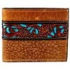 Gem Dandy Accessories Men's Tan Passcase Wallet W/Turquoise Inlay -Western Cowboy Store 143268 default l
