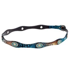 Rodeo King Multi Colored Feather Hat Band With Patina Conchos