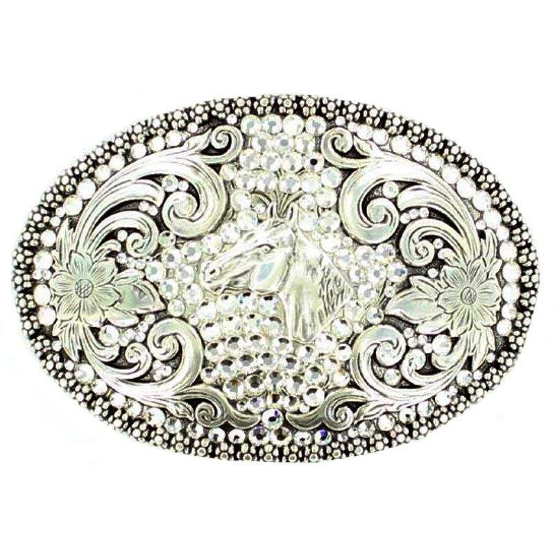 M&F Horse With Rhinestones Oval Buckle 3 M&F Horse With Rhinestones Oval Buckle