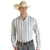 Panhandle Men's Turquoise Serape Stripe Snap Shirt -Western Cowboy Store 159522 default l