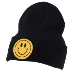 Mcintire Saddlery Black Beanie With Smiley Patch