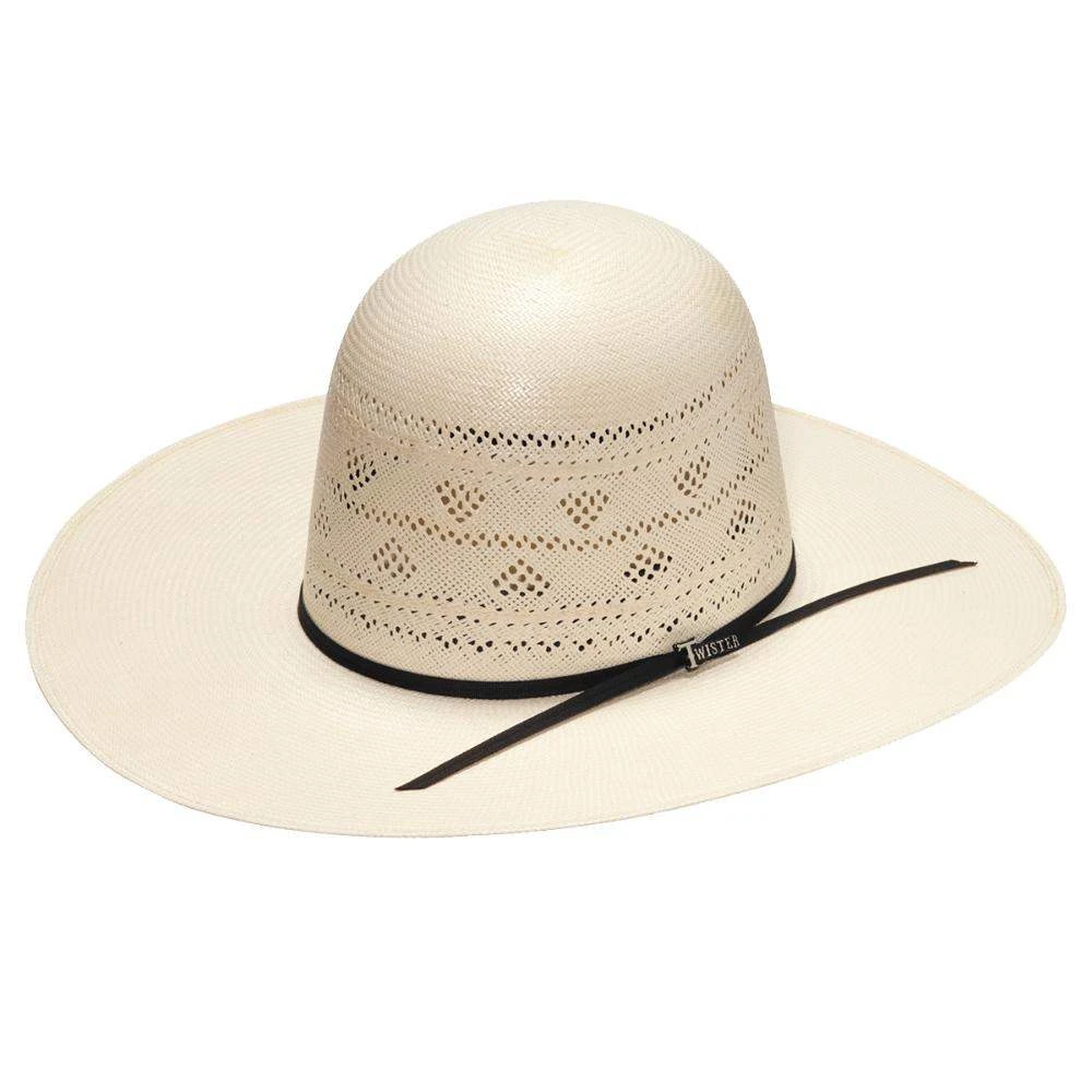 NRS 20X Ivory Double Row Fancy Vent 4 1/4 Inch Brim Open Crown Straw Cowboy Hat 3 NRS 20X Ivory Double Row Fancy Vent 4 1/4 Inch Brim Open Crown Straw Cowboy Hat