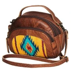 American Darling Leather Crossbody Bag With Saddle Blanket Detail
