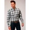 Roper Mens Long Sleeve Olive Stretch Plaid -Western Cowboy Store 163221 default l