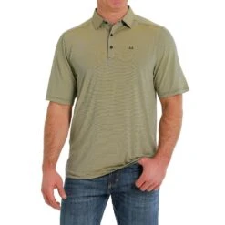 Cinch Men's Striped Yellow Polo Shirt