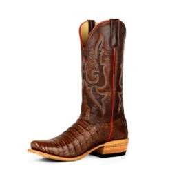 Horsepower Men's Top Hand Post Oak Caiman Belly 13in Bone Explosion Top Boot