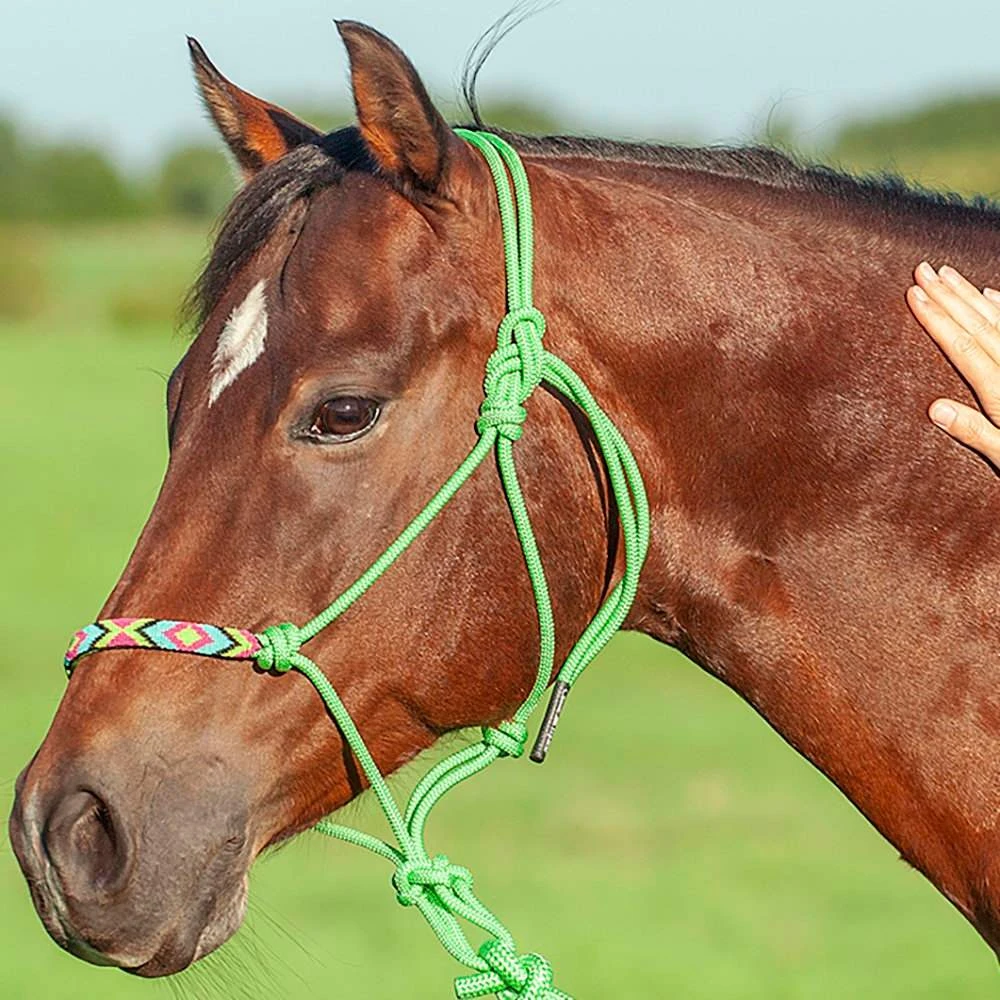 Cashel Company Lime Green Beaded Rope Halter W/ 9ft Lead 3 Cashel Company Lime Green Beaded Rope Halter W/ 9ft Lead