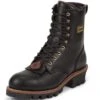 Chippewa Footwear Women's Black Waterproof Steel Toe Lace Logger Boots