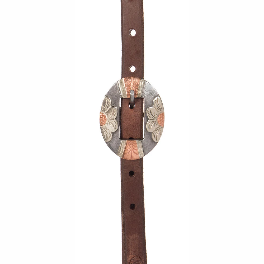 Nrs Tack 5/8in. Oiled Browband Headstall With Floral Cart Buckles 4 Nrs Tack 5/8in. Oiled Browband Headstall With Floral Cart Buckles - Image 2