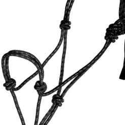 Mustang Yearling Mountain Rope Halter And Lead -Western Cowboy Store 8105 black white 1