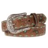 Ladies 1.5in. Belt With Turquoise Underlay And Buckstitch -Western Cowboy Store 96860 default l
