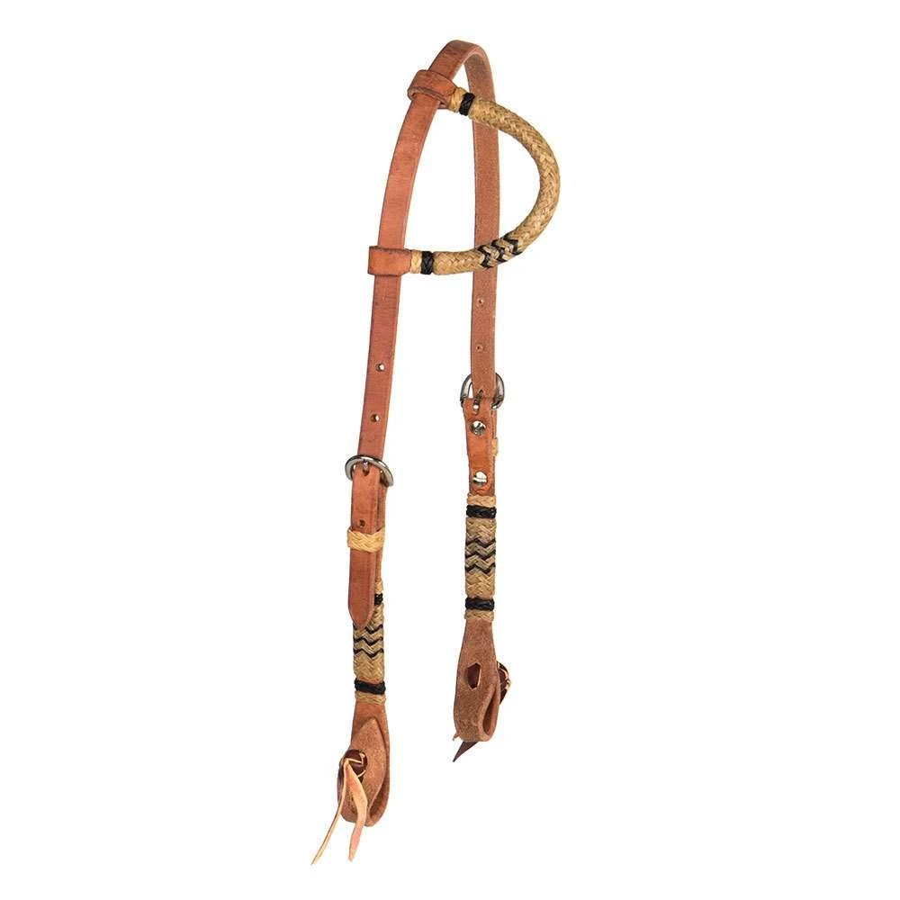 NRS Harness Leather And Rawhide Single Ear Headstall 3 NRS Harness Leather And Rawhide Single Ear Headstall