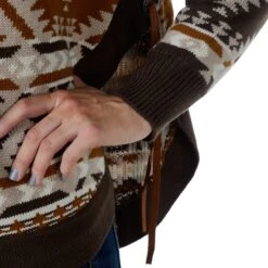 Cotton And Rye Outfitters Women's Southwestern Knit Concho Tassel Sweater -Western Cowboy Store CRK526M 03