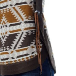 Cotton And Rye Outfitters Women's Southwestern Knit Concho Tassel Sweater -Western Cowboy Store CRK526M 04