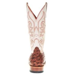 Horsepower Men's Cognac Impostrich 13in. Bleached Bone Top Square Toe Boot -Western Cowboy Store HP1857 3