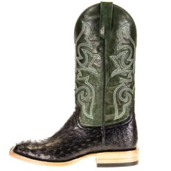 Horsepower Men's Top Hand Black Full Quill Ostrich 13in. Emerald Explosion Top -Western Cowboy Store HP8004 2
