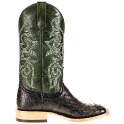 Horsepower Men's Top Hand Black Full Quill Ostrich 13in. Emerald Explosion Top -Western Cowboy Store HP8004 4