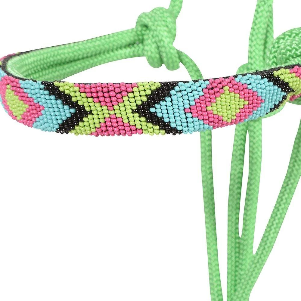 Cashel Company Lime Green Beaded Rope Halter W/ 9ft Lead 4 Cashel Company Lime Green Beaded Rope Halter W/ 9ft Lead - Image 2