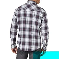 Wrangler Men's Retro Purple Plaid Long Sleeve Snap Shirt -Western Cowboy Store MVR582P 3