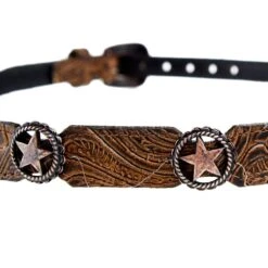 Rodeo King Brown Tooled Hat Band With Texas Star Conchos -Western Cowboy Store RK2340 3