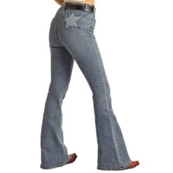 Rock & Roll Denim Women's High Rise Star Back Flare Jeans -Western Cowboy Store RRWD6HRZTR 3