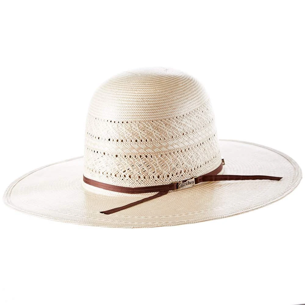 American Hats AHC TC8910 2 Cord Chocolate Band 4 1/4in. Brim Open Crown Straw Cowboy Hat 4 American Hats AHC TC8910 2 Cord Chocolate Band 4 1/4in. Brim Open Crown Straw Cowboy Hat - Image 2