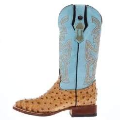 Tanner Mark Boots Womens Ostrich Print 13 In Palermo Blue Top Cowgirl Boot -Western Cowboy Store TML207101 03