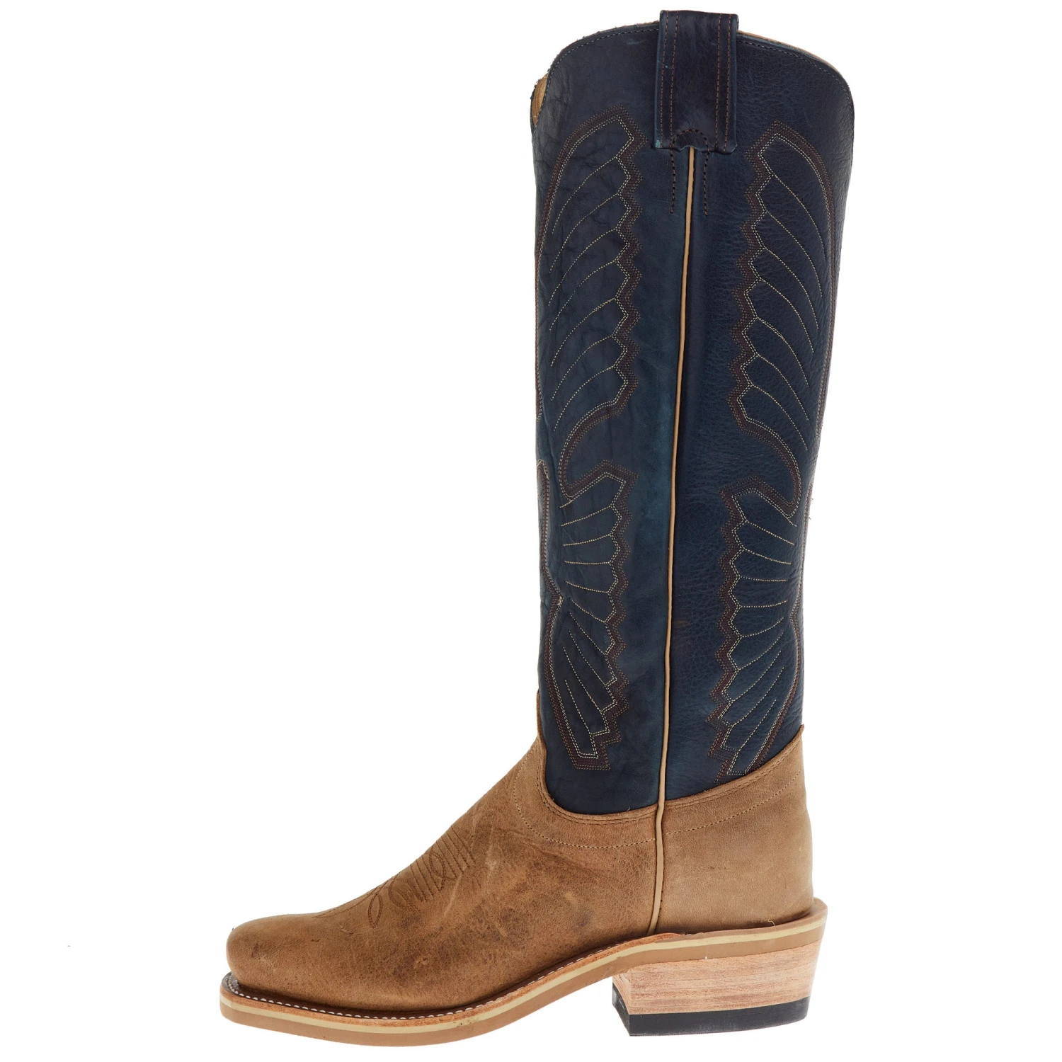 Olathe Boot Company Men`s Sand Angry Elk 16in Indigo Navajo Bison Top Cutter Toe Boot 5 Olathe Boot Company Men`s Sand Angry Elk 16in Indigo Navajo Bison Top Cutter Toe Boot - Image 3