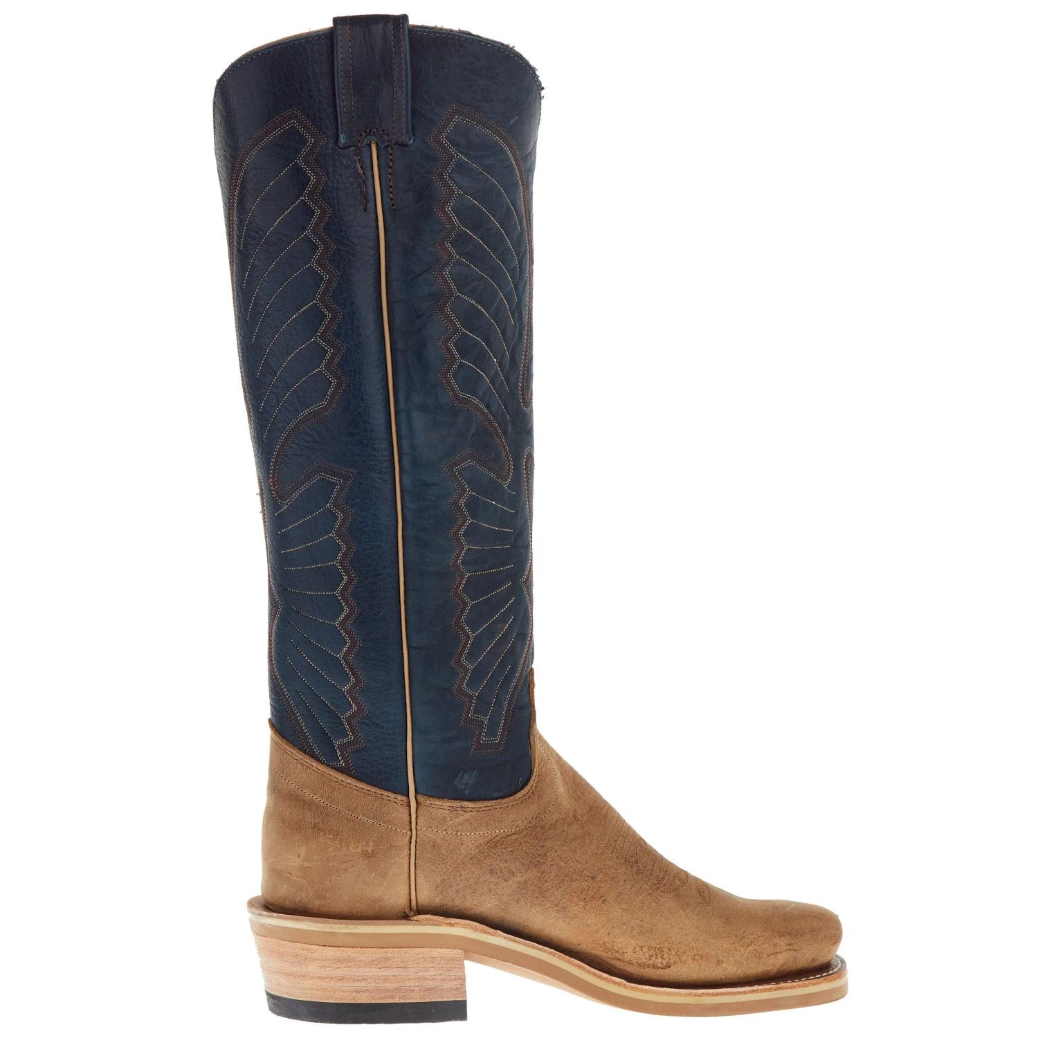 Olathe Boot Company Men`s Sand Angry Elk 16in Indigo Navajo Bison Top Cutter Toe Boot 7 Olathe Boot Company Men`s Sand Angry Elk 16in Indigo Navajo Bison Top Cutter Toe Boot - Image 5