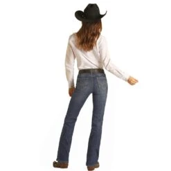 Rock & Roll Denim Women's Dark Vintage Wash Riding Jean -Western Cowboy Store W7 2713 3